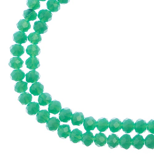 Two strands of Crystal Lane 3x4mm faceted glass rondelle beads in opaque turquoise green