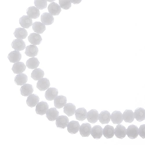 Two strands of Crystal Lane 3x4mm faceted glass rondelle beads in opaque white matte