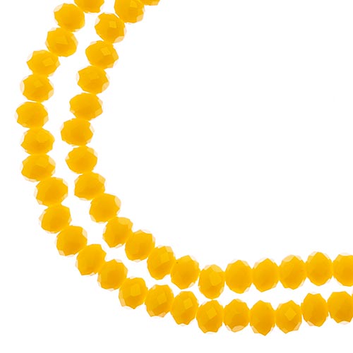 Two strands of Crystal Lane 3x4mm faceted glass rondelle beads in opaque yellow