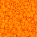 Close-up of Miyuki Delica 11/0 DB1583 cylinder beads in matte orange mandarin