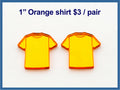 Pair of 1 inch orange mirror acrylic T-shirt cabochons (cabs)