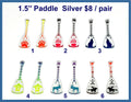 Six pairs of 1.5 inch silver mirror acrylic paddle cabochons (cabs) with paws, wolf, turtle, moose and rider
