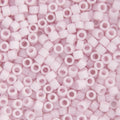 Close-up of Miyuki Delica 11/0 DB1494 cylinder beads in opaque pale rose