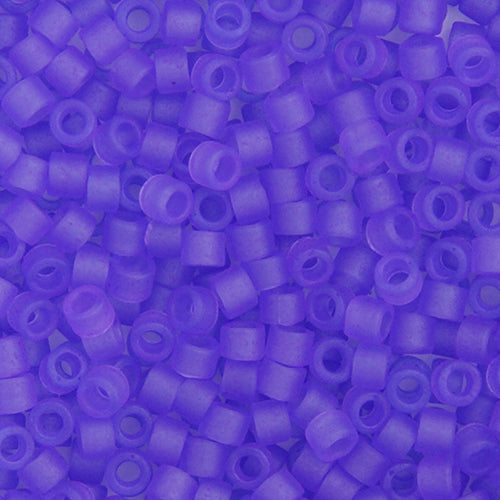 Close-up of Miyuki Delica 11/0 DB0783 cylinder beads in dyed matte purple