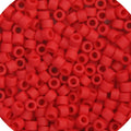 Close-up of Miyuki Delica 11/0 cylinder beads in a solid red shade