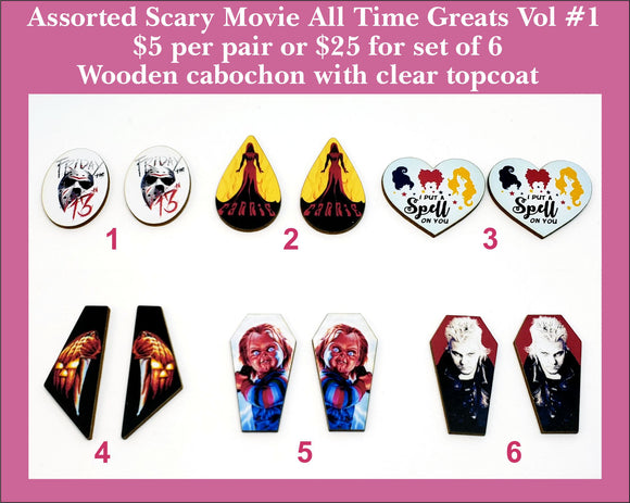 Scary Movie All Time Greats Vol #1, Wood Cabochon