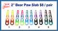 Five pairs of 2 inch glitter slab cabochons (cabs) with bear paws and geometric designs in ombre colours