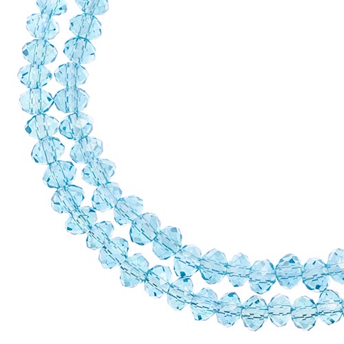 Two strands of Crystal Lane 3x4mm faceted glass rondelle beads in transparent blue AB