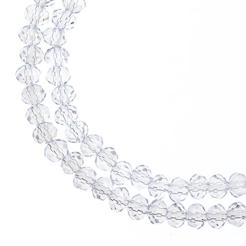 Two strands of Crystal Lane 3x4mm faceted glass rondelle beads in transparent crystal AB