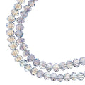 Two strands of Crystal Lane 3x4mm faceted glass rondelle beads in transparent green luster