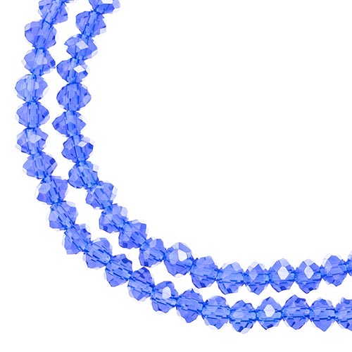 Two strands of Crystal Lane 3x4mm faceted glass rondelle beads in transparent sapphire AB