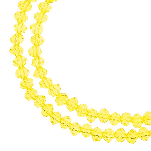 Two strands of Crystal Lane 3x4mm faceted glass rondelle beads in transparent yellow