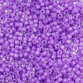 Close-up of Miyuki Delica 11/0 DB1379 cylinder beads in dyed opaque violet