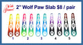 Five pairs of 2 inch glitter slab cabochons (cabs) with wolf paws and geometric designs in ombre colours