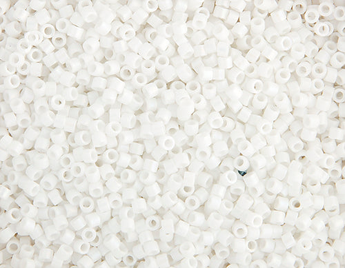 Close-up of Miyuki Delica 11/0 DB0351 cylinder beads in matte white